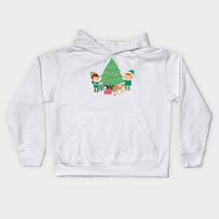 Decorating the Christmas Tree Together Kids Hoodie